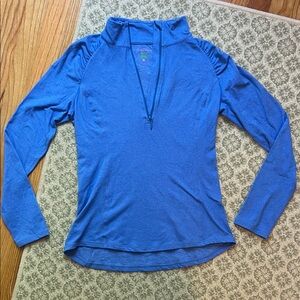 Lily Luxletic Women's Blue Quarter-Zip Long Sleeve Top